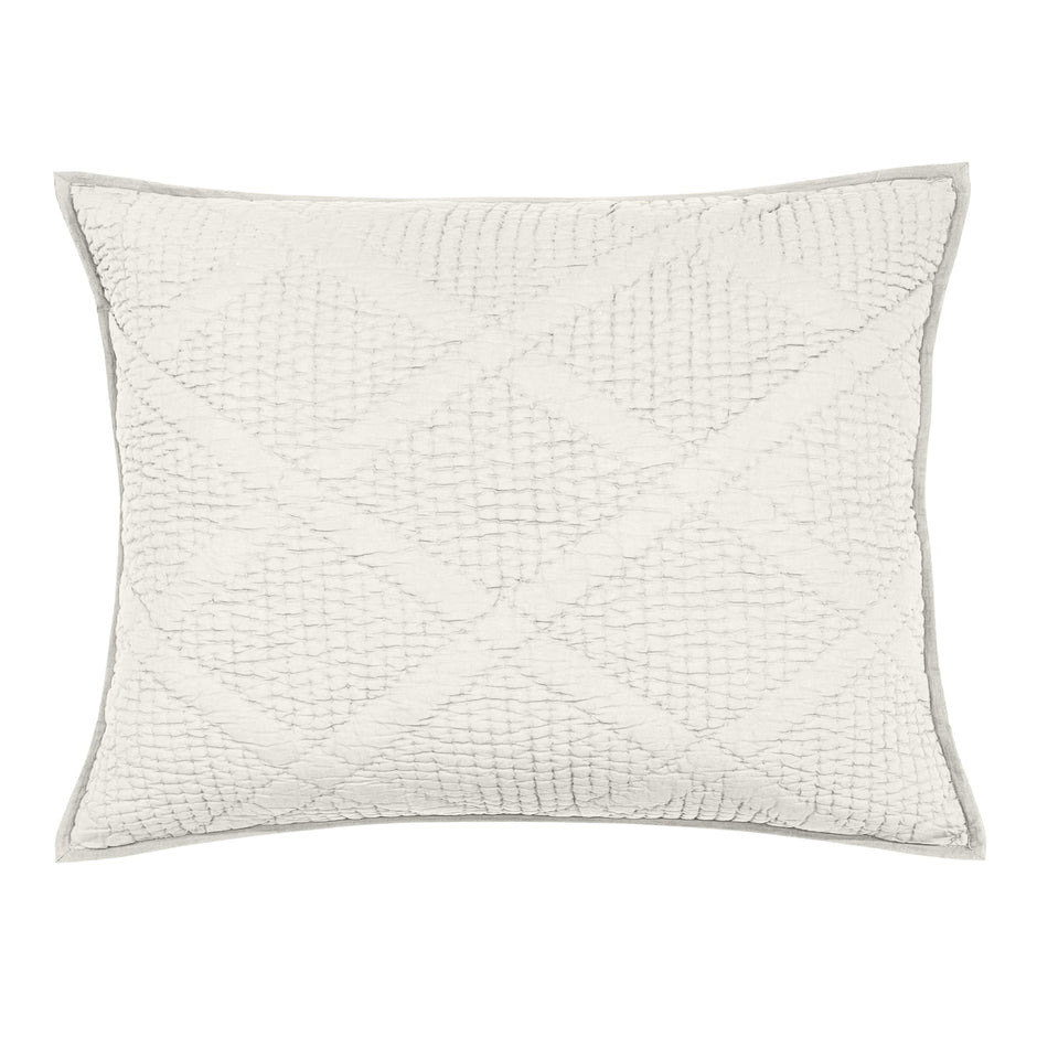 Cream Avasa Haven Dutch Euro Sham with elegant tufted design, showcasing soft fabric and decorative edges.