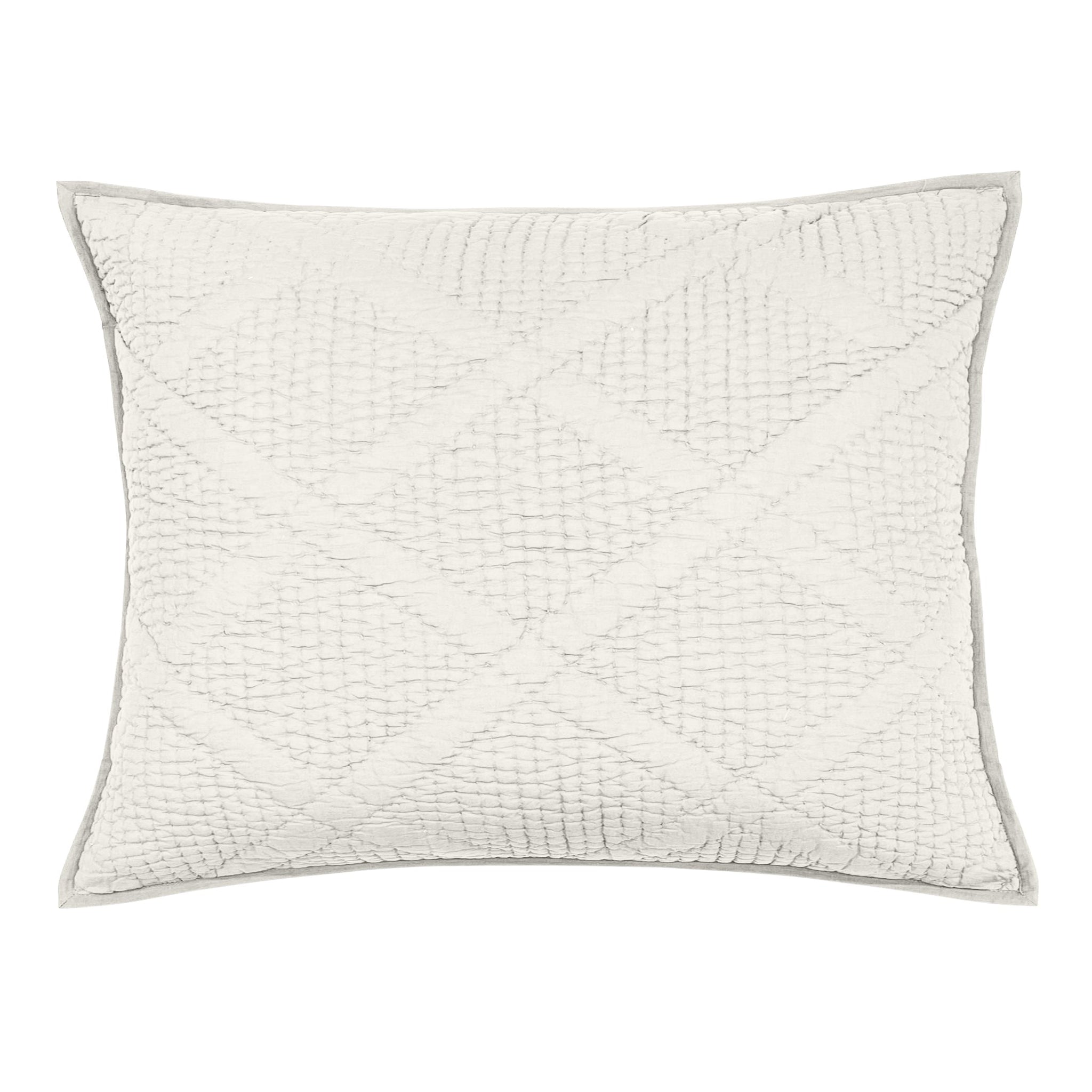Cream Avasa Haven Dutch Euro Sham with elegant tufted design, showcasing soft fabric and decorative edges.