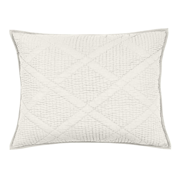 Cream Avasa Haven Dutch Euro Sham with elegant tufted design, showcasing soft fabric and decorative edges.