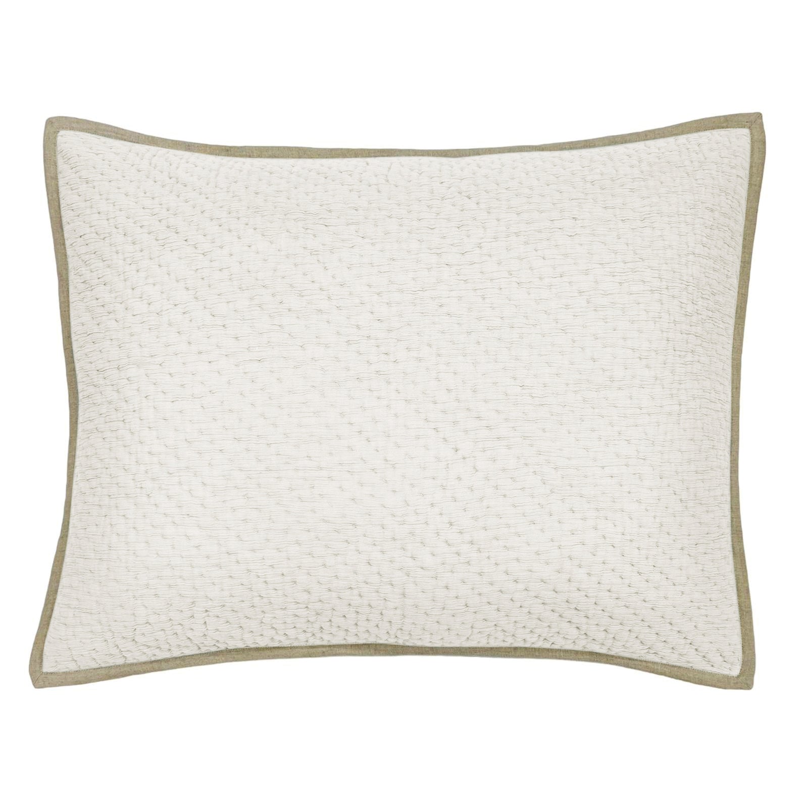 Cream Avasa Nyle Dutch Euro Sham with textured fabric and decorative piping for a stylish bedroom accent.