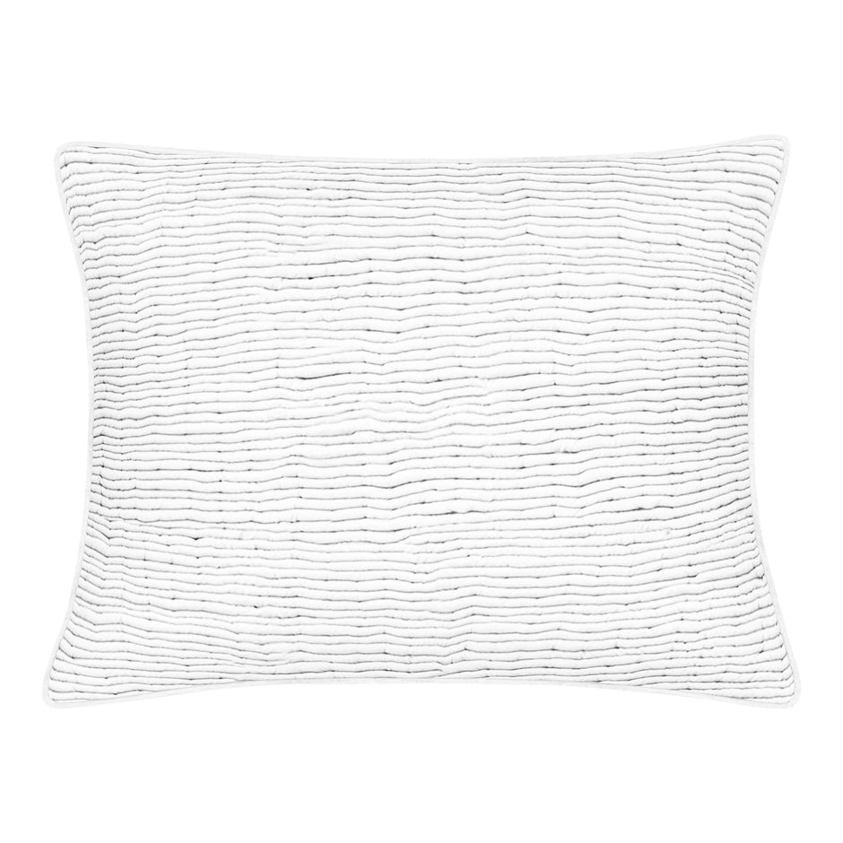 Cream Avasa Ridge Dutch Euro Sham with textured fabric and decorative piping for a stylish bedroom accent.