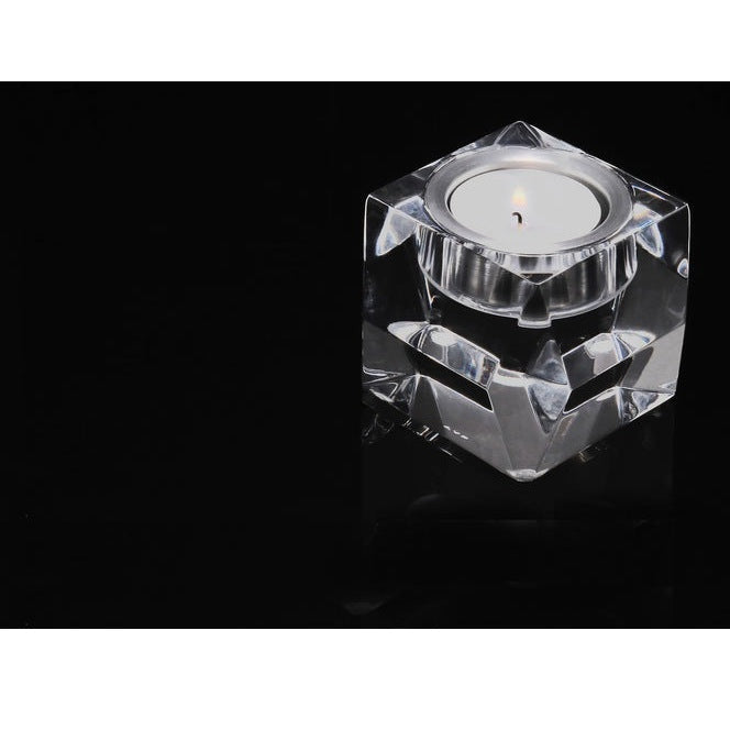 Short clear AVF Home candleholder votive with a simple, modern design, perfect for holding small candles or tealights.
