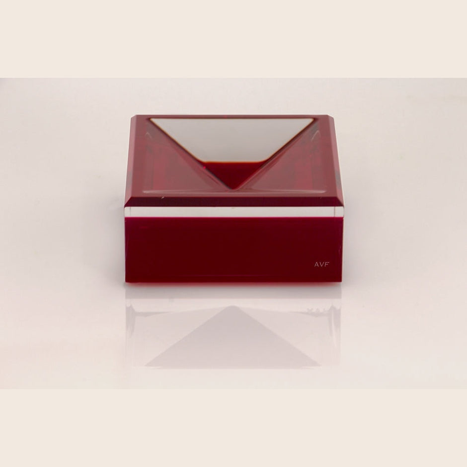 AVF Home acrylic square mini decor bowl in vibrant ruby red, perfect for tabletop or shelf display.