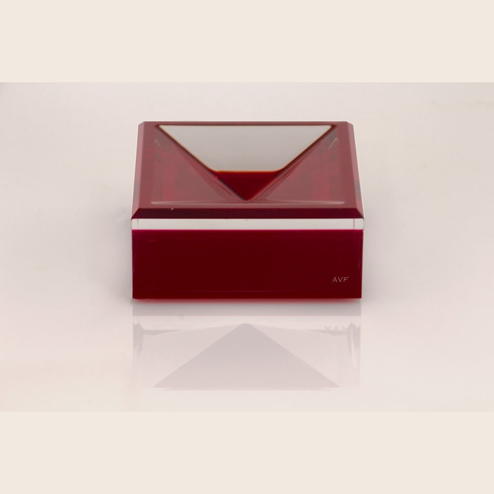 AVF Home acrylic square mini decor bowl in vibrant ruby red, perfect for tabletop or shelf display.