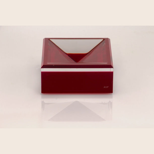 AVF Home acrylic square mini decor bowl in vibrant ruby red, perfect for tabletop or shelf display.