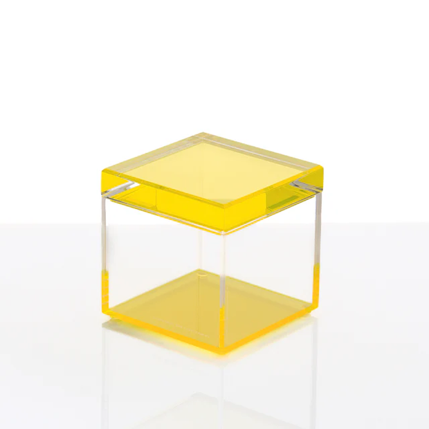 Clear acrylic cubic treasure box by AVF Home, decorative storage container with a sleek, modern design for jewelry or keepsakes.