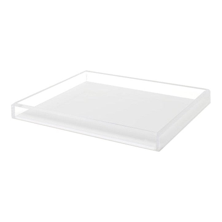 AVF Home white acrylic tray, rectangular serving tray with smooth finish, ideal for home decor and entertaining.