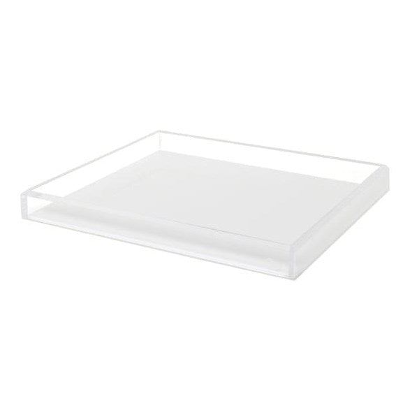 White AVF Home acrylic tray with raised edges, ideal for serving or decorative display.
