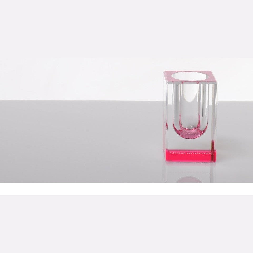 AVF Blooming Acrylic Bud Vase featuring colorful short tulips, designed for modern home decor and floral arrangements.