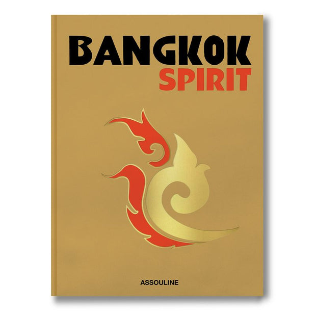 Book cover of 'Bangkok Spirit' by Assouline with stylized flames on a beige background.