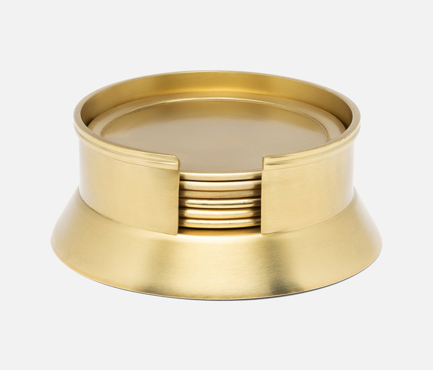 Allegra Coasters Matte Brass Set/6