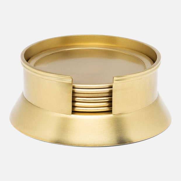 Allegra Coasters Matte Brass Set/6