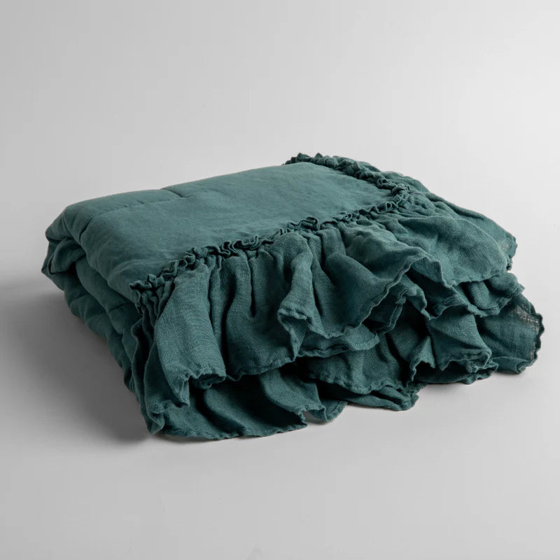 Bella Notte Linen Whisper Baby Blanket in Tahoe Blue, soft and lightweight linen baby blanket with gentle texture.