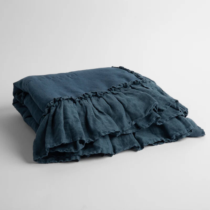 Bella Notte Linen Whisper baby blanket in Tahoe Blue, soft and cozy baby blanket with a luxurious linen texture.