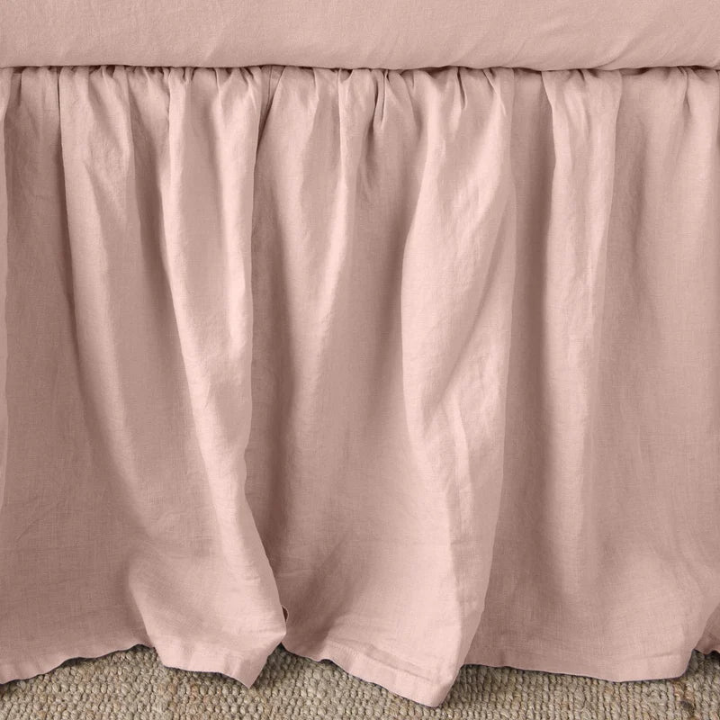 Bella Notte linen bed panel in autumn color, twin size, showcasing a smooth, elegant bed skirt with a tailored finish.