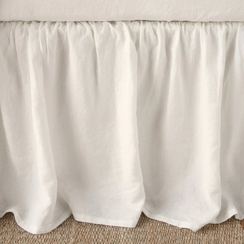 Bella Notte linen bed skirt for twin bed, featuring a soft, elegant bed panel in autumn color with a flowing fabric design.
