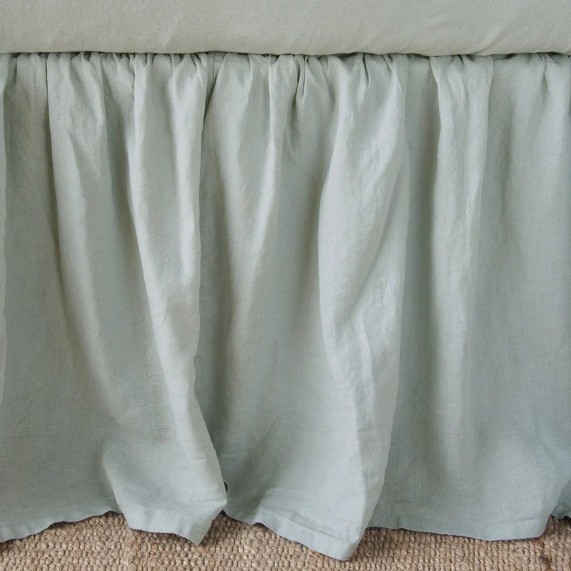 Bella Notte linen bed skirt bed panel in autumn color, twin size with elegant, flowing fabric for a stylish bedroom look.