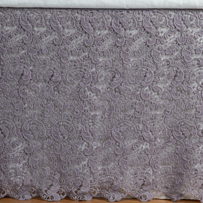 Bella Notte Allora Bed Skirt in Cenote cal style, featuring elegant fabric drape for Eastern King bed bedding.