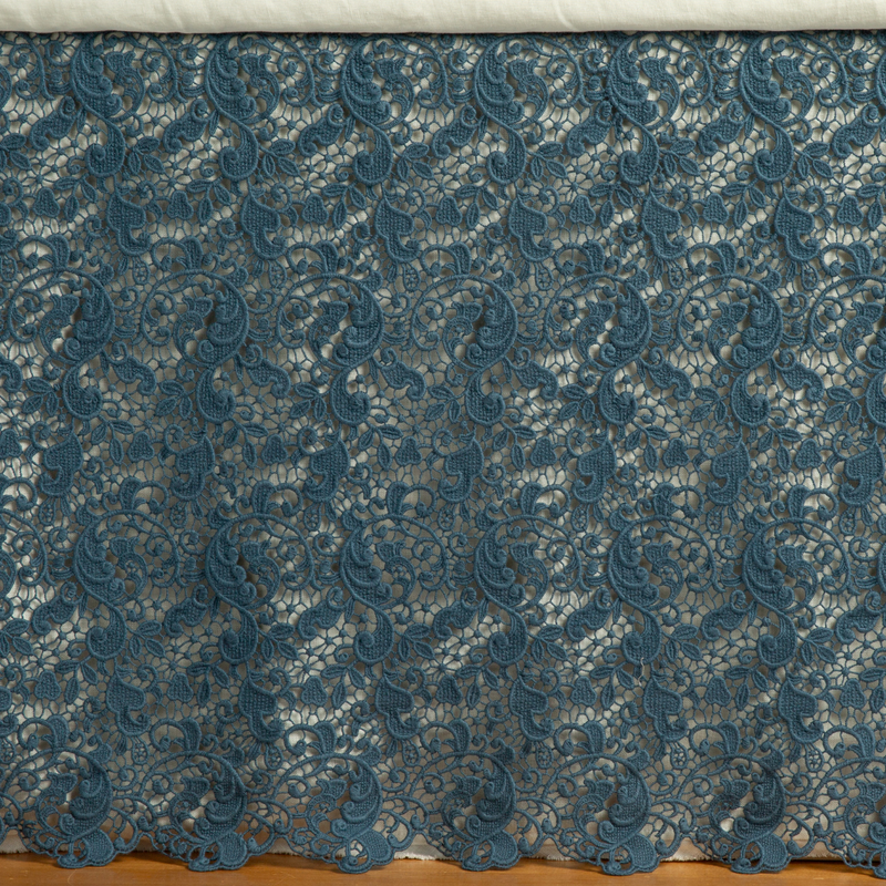 Bella Notte Allora Bed Skirt in Cenote Cal, decorative bed skirt for eastern king size beds, elegant and soft fabric.