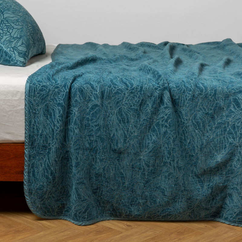 Bella Notte Georgia bedspread in autumn colors, king size with intricate floral embroidery and soft, luxurious fabric.