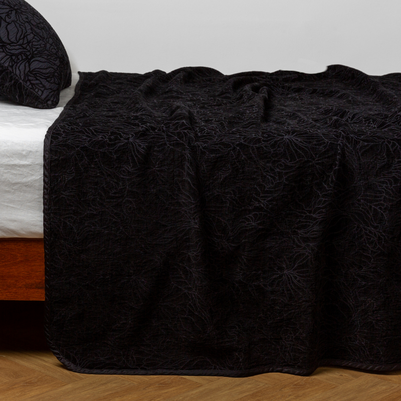 Bella Notte Georgia bedspread in autumn colors, king size with intricate floral pattern and luxurious fabric.