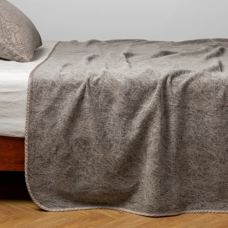 Bella Notte Georgia bedspread in autumn colors, king size with intricate floral embroidery and soft, luxurious fabric.