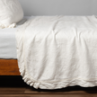 Bella Notte Marisette Bedspread in Cloud color, king size, showing soft, luxurious fabric with elegant drape and subtle texture.