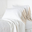 King-sized linen pillowcase with Frida lace detail by Bella Notte, showcasing soft fabric and intricate lace trim.