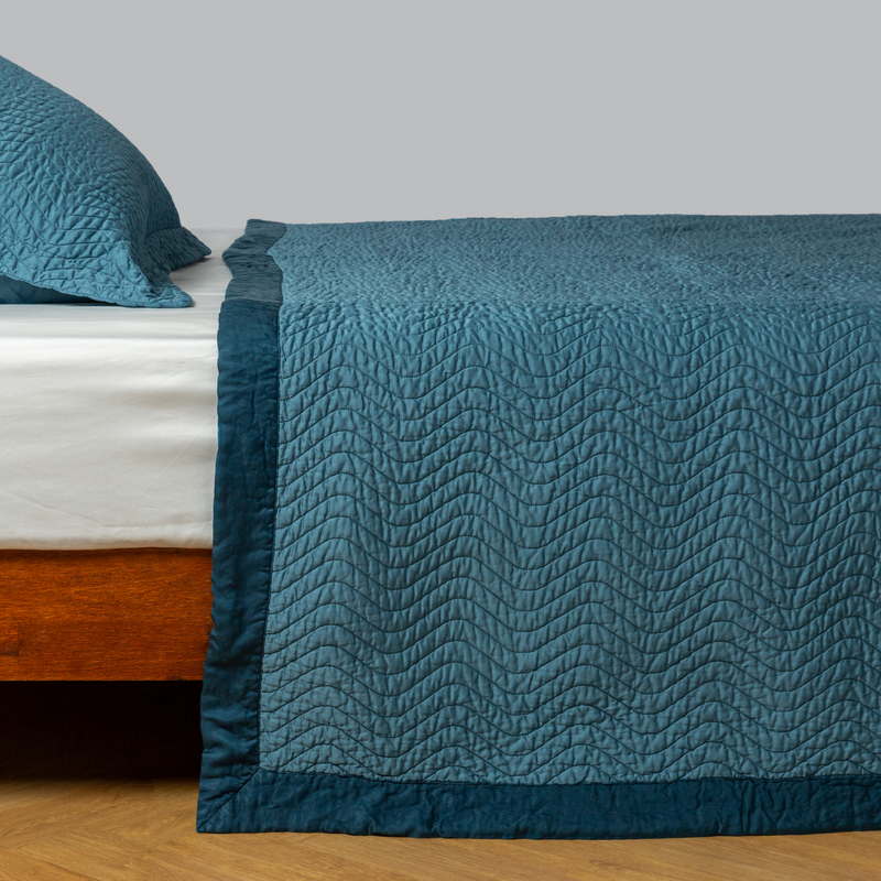 Bella Notte Cirillo Coverlet in Autumn color, showing a luxurious, textured bed cover with intricate stitching and soft fabric.