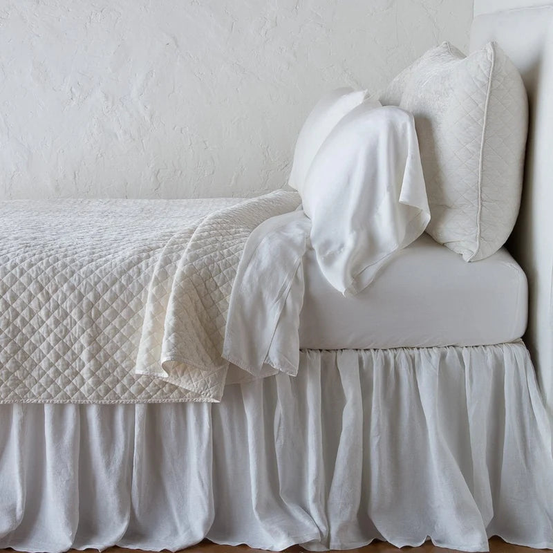 Bella Notte silk velvet quilted coverlet in autumn tones, twin size with a luxurious, soft quilted texture.