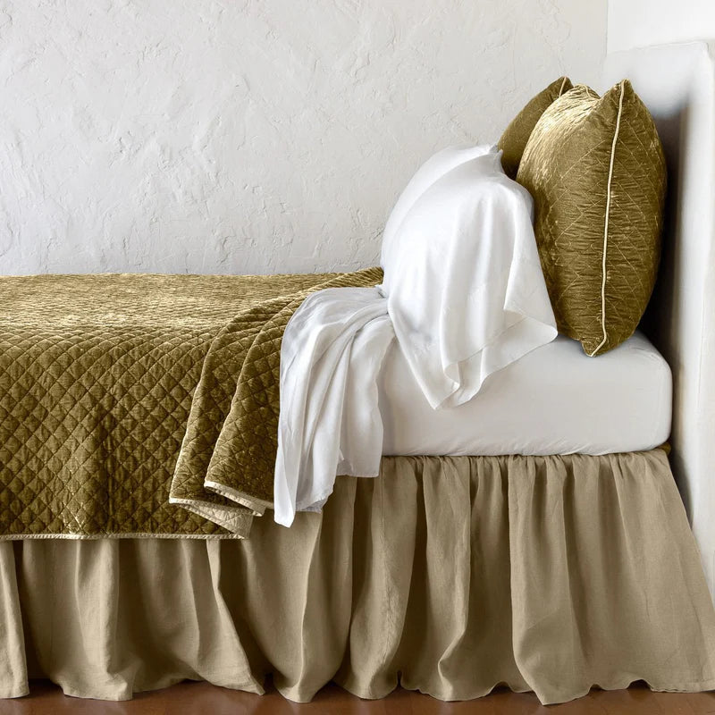 Bella Notte silk velvet quilted coverlet in autumn tones, twin size with a luxurious, textured design for elegant bedding.