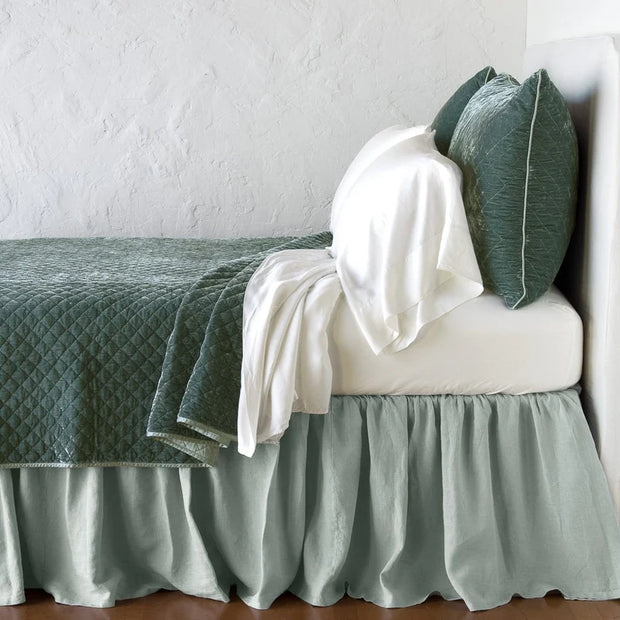 Bella Notte silk velvet quilted coverlet in autumn colors, twin size, showcasing plush, quilted texture and luxurious fabric.