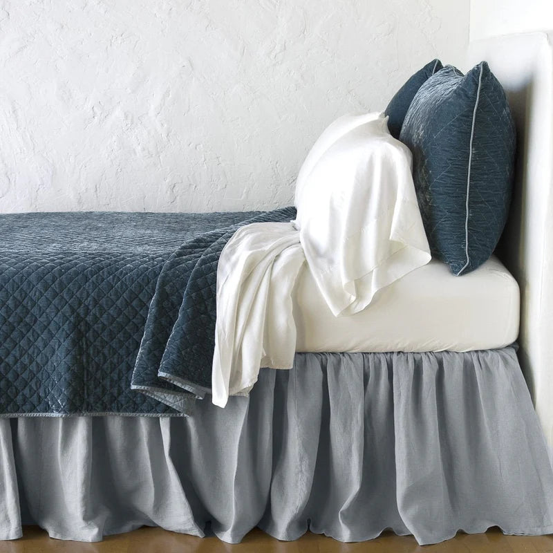 Bella Notte silk velvet quilted coverlet in autumn tones, twin size with a luxurious, textured quilted design.