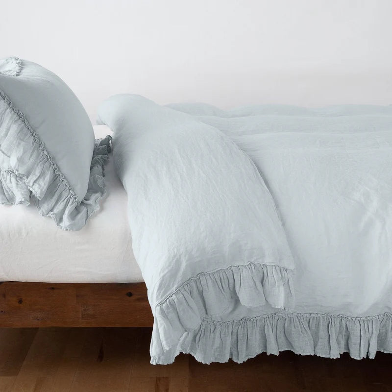 Bella Notte Linen Whisper duvet cover in autumn color, king size, showcasing soft, textured linen fabric and elegant design.