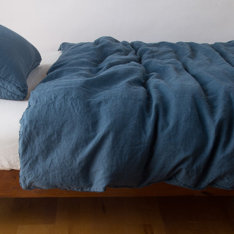 Bella Notte Austin Duvet Cover in Cenote fabric, showing soft, luxurious fabric with elegant stitching and a relaxed, stylish design.
