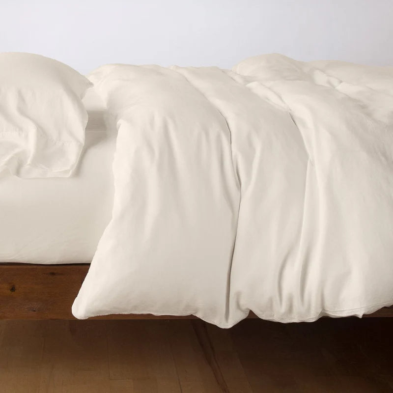 Bella Notte Madera Luxe duvet cover in cloud color, showcasing soft, luxurious fabric and elegant design for king size bedding.