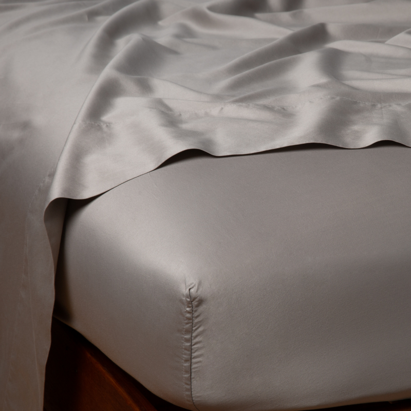 Bella Notte Cenote Cal King fitted sheet from the Bria collection, soft and luxurious bedding with a smooth, fitted design.