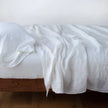 Bella Notte linen flat sheet in autumn color, king size, showcasing soft, textured fabric and elegant design.