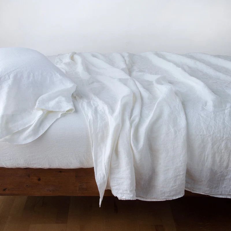 Bella Notte linen flat sheet in autumn color, king size, showcasing soft, textured fabric and elegant design.