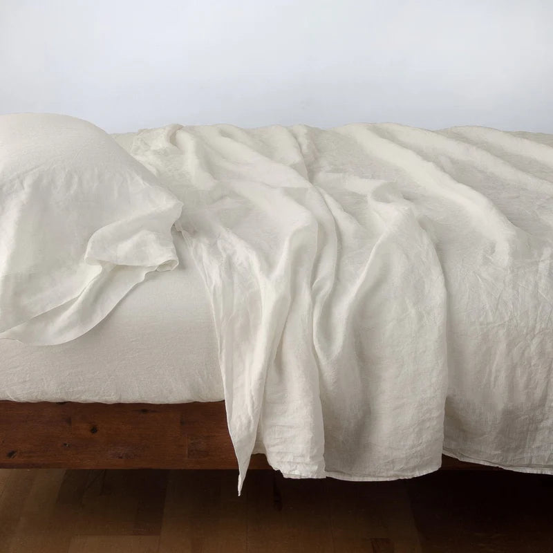 Bella Notte linen flat sheet in autumn color, king size, showcasing soft, textured fabric laid flat.