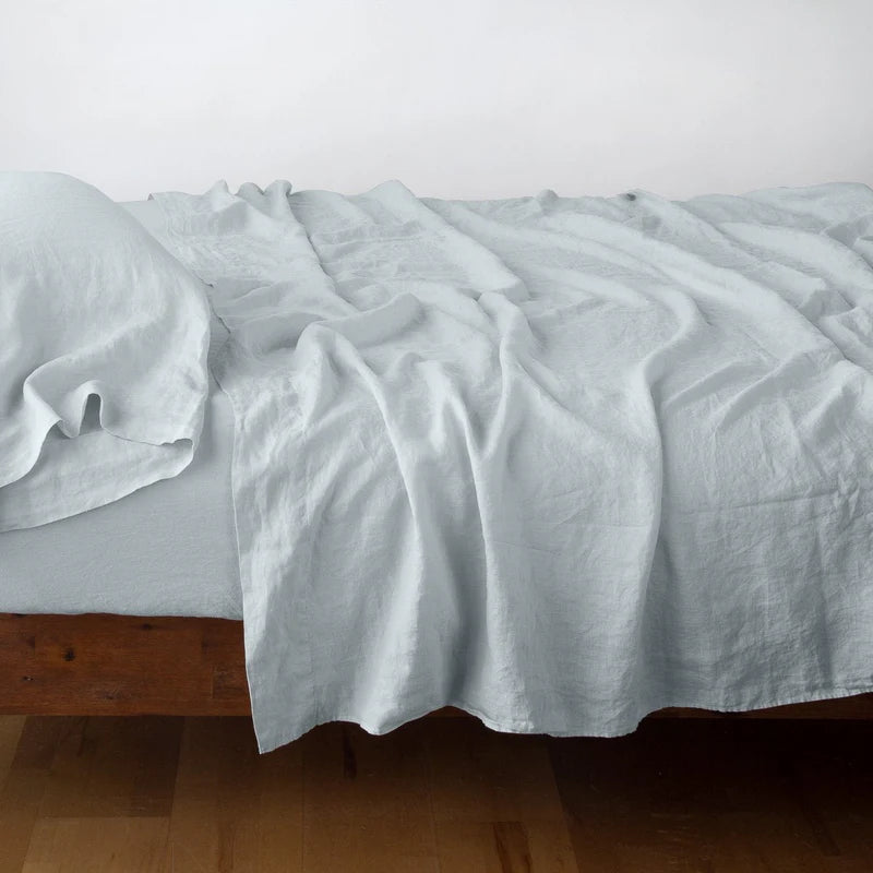 Bella Notte linen flat sheet in autumn color, king size, showcasing soft, lightweight fabric and elegant texture.