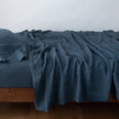 Bella Notte linen flat sheet in autumn color, king size, showcasing soft, textured fabric with elegant, natural drape.