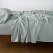 Bella Notte Madera Luxe flat sheet with cuff edge in cloud king size, showcasing soft fabric and elegant cuff detailing.
