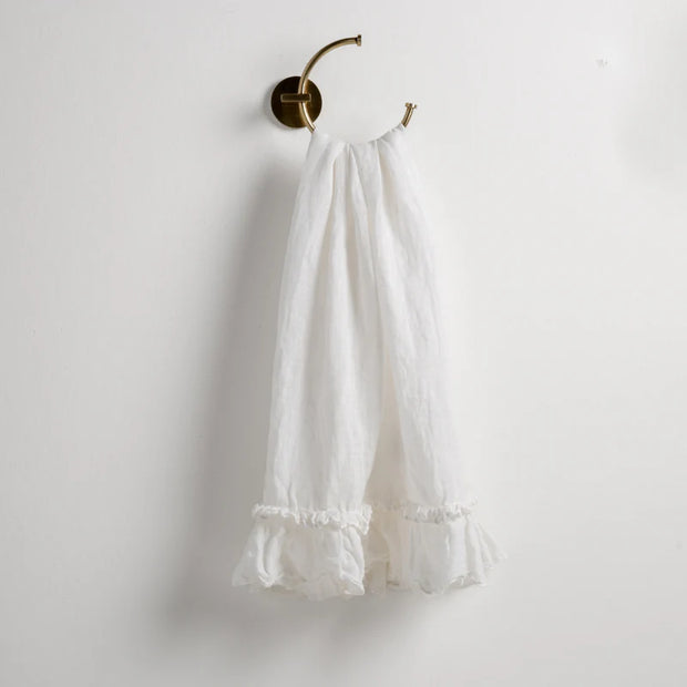 White Bella Notte Linen Whisper guest towel with soft, textured linen fabric for elegant bathroom decor.