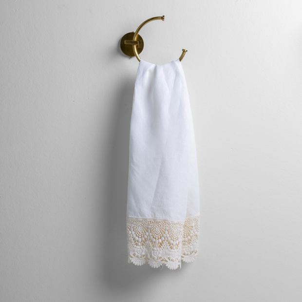 White Bella Notte Mattine Guest Towel with soft, plush fabric and elegant design for guest bathroom use.