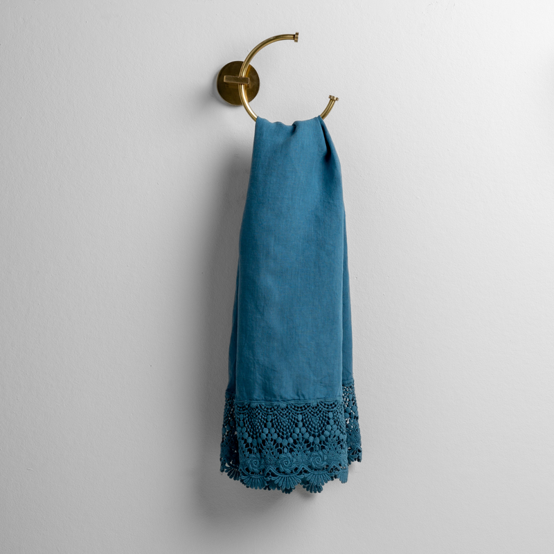 White Bella Notte Mattine Guest Towel with soft, plush fabric and elegant woven texture for guest bathroom use.