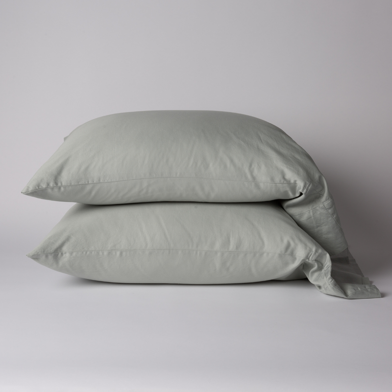 Bella Notte Bria Pillowcase in Cenote fabric, showcasing a soft, luxurious fabric with intricate stitching and elegant design.