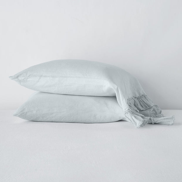 White linen Whisper Pillowcase by Bella Notte, showing a soft, elegant pillowcase with subtle texture and clean edges.