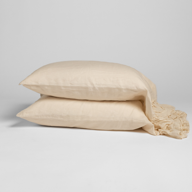 White linen Whisper Pillowcase by Bella Notte, standard size, smooth fabric with elegant, soft texture for a cozy bedroom decor