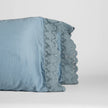Bella Notte Madera Luxe Pillowcase with Donella lace edge in winter white, showcasing elegant lace detail and soft fabric.